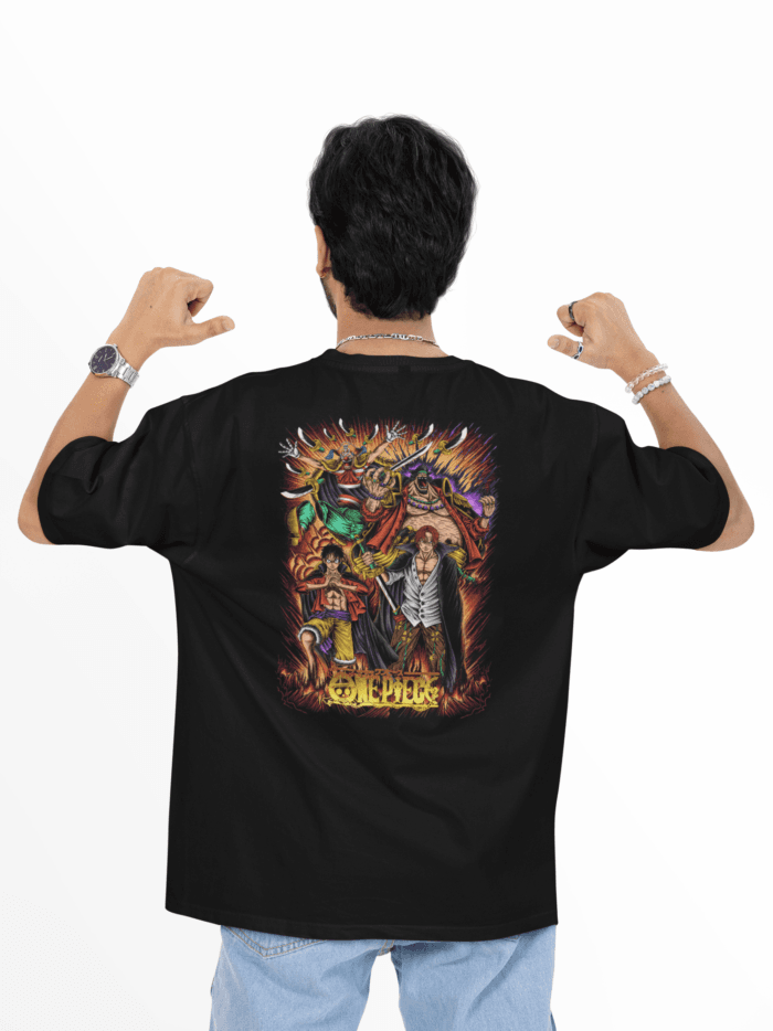 One Pieces : Monkey D. Luffy, Shanks & Buggy Premium - Unisex Oversized Classic T-Shirt - Image 3